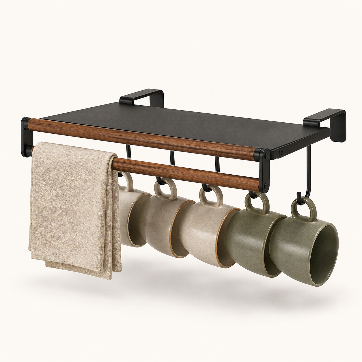 Drivria MugRail Shelf with Hooks