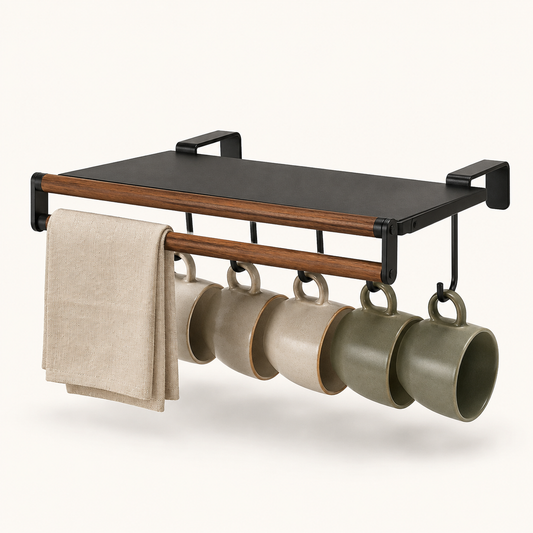 Drivria MugRail Shelf with Hooks